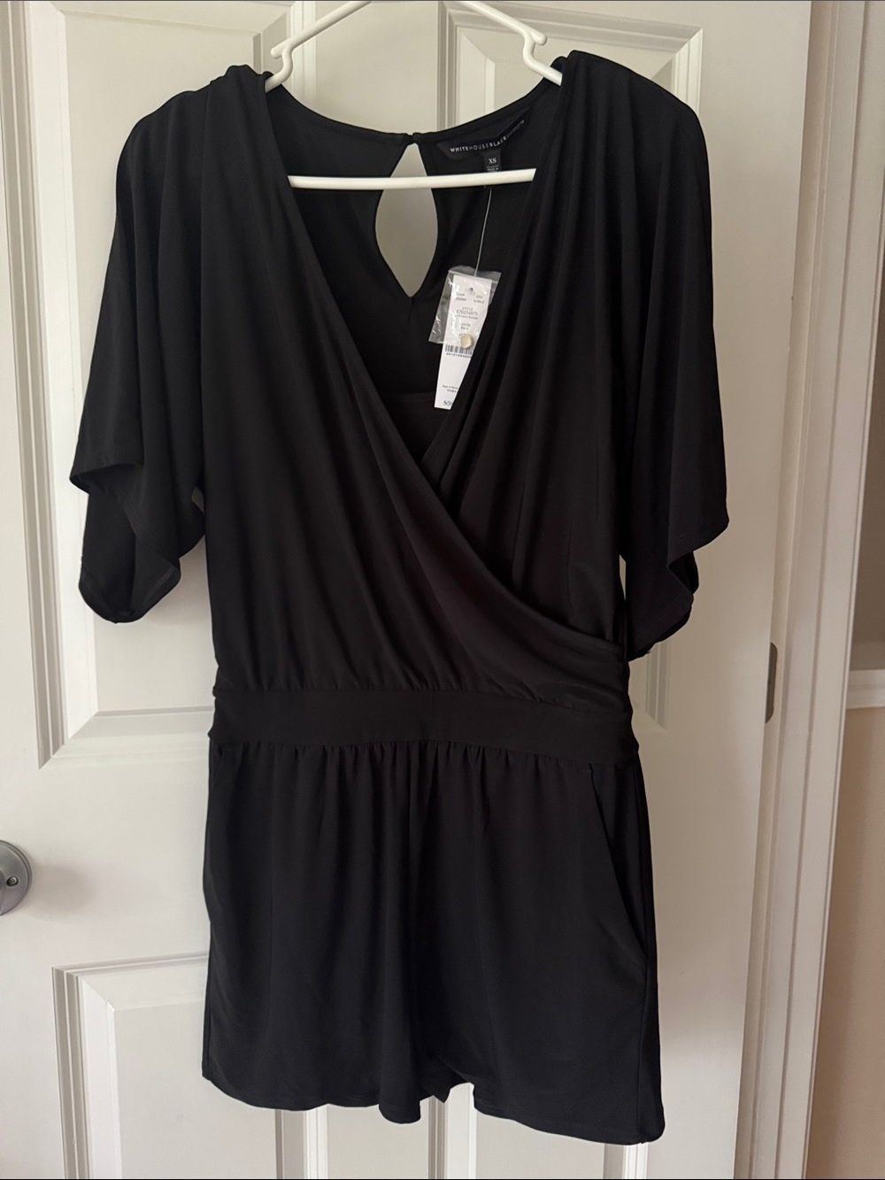 White House Black Market Black Wrap-Style V-Neck Romper
